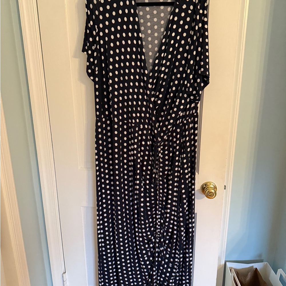 Lane Bryant Black and White Wrap Maxi Dress V-Neck